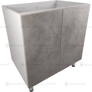 یونیت کابینت زمینی 80 سانتی کد UZa800 با درب طوسی نمای درب باز از کنار
