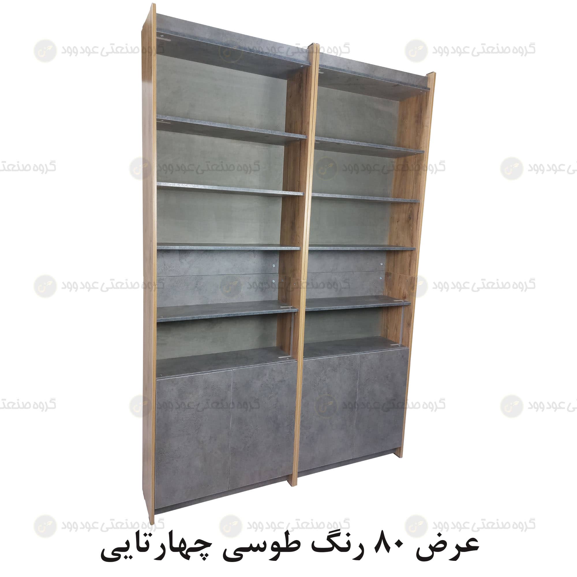 کتابخانه پازلی درب دار چهارتایی از نمای کنار