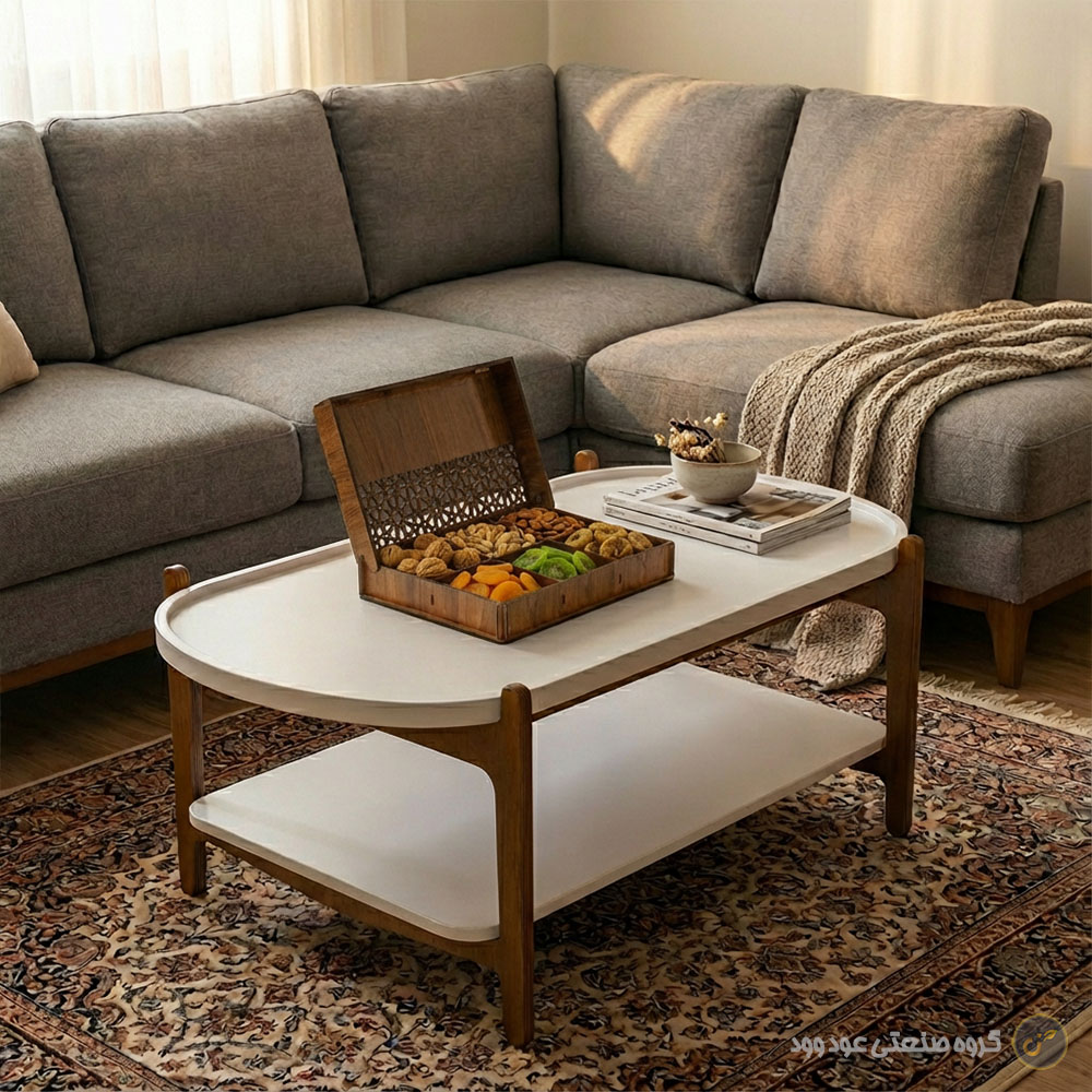 جعبه آجیل و پذیرایی مانا درب باز دیزاین شده از نمای کنار
